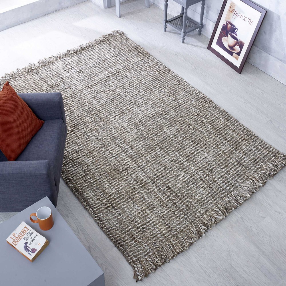 Lagos Jute Fringe Rug in Grey